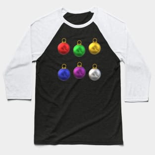 Colorful Christmas Tree Ornaments (Black Background) Baseball T-Shirt